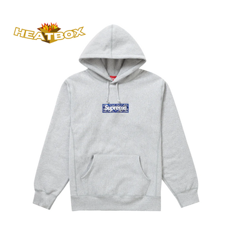 Supreme "Bandana Box Logo" Hooded Sweatshirt Heather Grey